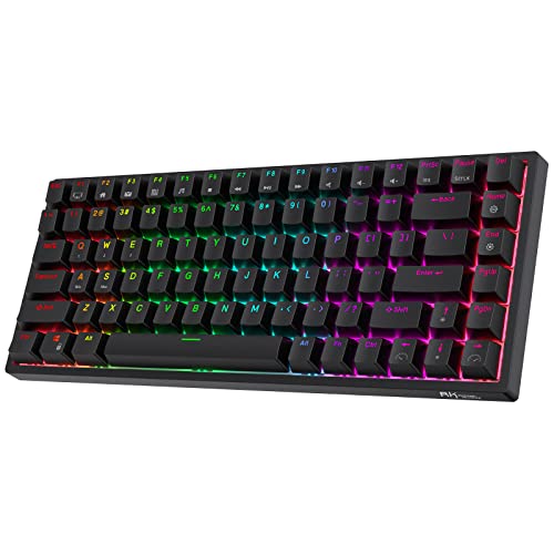 RK ROYAL KLUDGE RK84 Kabellose Bluetooth/2.4Ghz 75% RGB Mechanische Gaming-Tastatur, DREI Modi anschließbare Tastatur mit Hot-Swap-fähigem taktilem Braunem Schalter, Schwarz von RK ROYAL KLUDGE