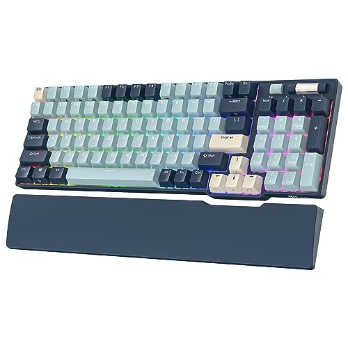 RK ROYAL KLUDGE RK96 RGB Limited Ed, 90% 96 Tasten Triple Mode Bluetooth 5.0/2.4G/USB-C Hot-Swap-fähige mechanische Tastatur mit Software und massivem Akku, RK Yellow Switch, Wald Blau, QWERTY von RK ROYAL KLUDGE