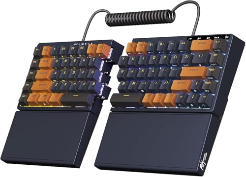 RK ROYAL KLUDGE S70 Gaming Tastatur Kabellos Mechanische Ergonomische Split-Design Tastatur QWERTZ mit Handballenauflage, Bluetooth/2,4G/USB-C,RGB-Beleuchtung, Hot-Swap Linearer Creamy Switches von RK ROYAL KLUDGE