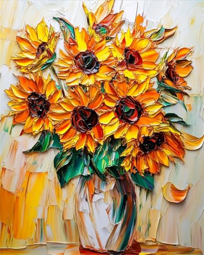 RKFLGEW DIY Perlenstickerei Komplett Set Sonnenblumen In Einer Vase Nadelstich-Sets: Perlenkreuzstich,3D-Perlenmalerei,Handarbeit Für Handarbeiten 40x50cm RKFLGEW DIY Perlenstickerei Komplett Set Sonnenblumen In Einer Vase Nadelstich-Sets: Perlenkreuzstich,3D-Perlenmalerei,Handarbeit Für Handarbeiten 40x50cm von RKFLGEW