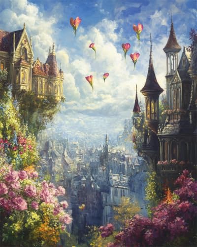 RKFLGEW DIY Perlenstickerei Set Fantasiestadt Und Blumen Kreuzstich-Nadelstich-Handarbeit,Wandteppich-Set,Perlenstickmuster,3D-Wandmalerei 50x70cm RKFLGEW DIY Perlenstickerei Set Fantasiestadt Und Blumen Kreuzstich-Nadelstich-Handarbeit,Wandteppich-Set,Perlenstickmuster,3D-Wandmalerei 50x70cm von RKFLGEW