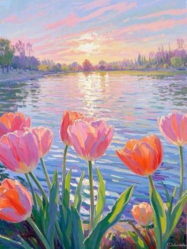 RKFLGEW DIY Perlenstickerei-Set Für Erwachsene Rosa Tulpen Blumen Landschaft Nadelspitze Wandteppich Kit Perlen Nähen Nadelarbeit Set Perle Kreuzstich 50x70cm RKFLGEW DIY Perlenstickerei-Set Für Erwachsene Rosa Tulpen Blumen Landschaft Nadelspitze Wandteppich Kit Perlen Nähen Nadelarbeit Set Perle Kreuzstich 50x70cm von RKFLGEW