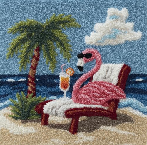 RKFLGEW Diy Knüpfkissen Vögel，Tiere Und Strandkörbe 3D-Kissen-Materialpaket，Knüpfhaken-Sticksets，Diy-Teppichkissen，Häkelkissenbezug Für Zuhause 43x43cm von RKFLGEW