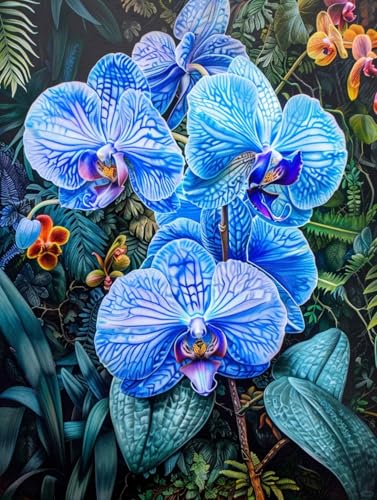 RKFLGEW Diy Perlenstickerei Set Fantasie Blaue Orchidee Kreuzstich-Set Mit Perlen, Gestempeltes Stickset Für Erwachsene, Wandkunst 30x40cm RKFLGEW Diy Perlenstickerei Set Fantasie Blaue Orchidee Kreuzstich-Set Mit Perlen, Gestempeltes Stickset Für Erwachsene, Wandkunst 30x40cm von RKFLGEW