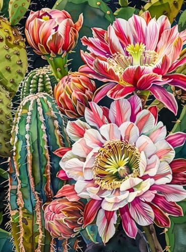 RKFLGEW Diy Perlenstickerei-Set Für Erwachsene Aquarell Kaktusblüten Nadelspitze Wandteppich Kit Perlen Nähen Nadelarbeit Set Perle Kreuzstich 30x40cm RKFLGEW Diy Perlenstickerei-Set Für Erwachsene Aquarell Kaktusblüten Nadelspitze Wandteppich Kit Perlen Nähen Nadelarbeit Set Perle Kreuzstich 30x40cm von RKFLGEW