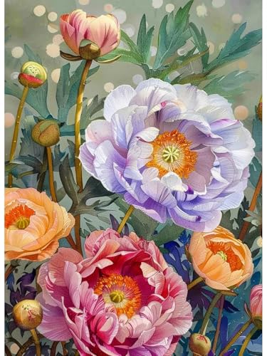 RKFLGEW Diy Perlenstickerei Set Mit Perlen Vollbild Fantasie Aquarell Blumen Nadelstich-Handarbeitssets: Diy-Perlenmalerei, 3D-Wandteppich, Perlenkreuzstich 30x40cm von RKFLGEW