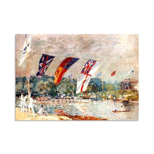 RKGHDCX Alfied Srsley Poster & Druck auf leinwand Berühmtes Gemälde Abstrakter Expressionismus Leinwand Wandkunst Bild Regatta in Molesey Kunstdruck auf Leinwand Wandbild 50x75cm20 x30 Rahmenlos von RKGHDCX