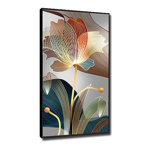 RKGHDCX Wandbilder-Abstrakte Leinwandbilder Bild auf Leinwand-abstrakte Blume abstrakte Wandkunst Leinwand gemälde Poster und Kunstdrucke Wanddekoration für Wohnzimmer 70x140cm28 x55 Schwarzer Rahmen von RKGHDCX