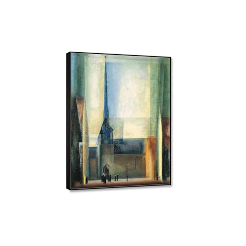 RKGHDCX lyonl feininge Poster & Druck auf leinwand Berühmtes Gemälde Abstrakter Expressionismus Leinwand Wandkunst Bild Gelmeroda IX Kunstdruck auf Leinwand Wandbild70x90cm(28x35in) schwarzer Rahmen von RKGHDCX