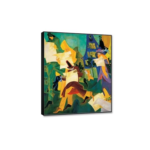 RKGHDCX lyonl feininge Poster & Druck auf leinwand Berühmtes Gemälde Abstrakter Expressionismus Leinwand Wandkunst Bild Zeitungsleser Kunstdruck auf Leinwand Wandbild30x35cm(12x14in) schwarzer Rahmen von RKGHDCX