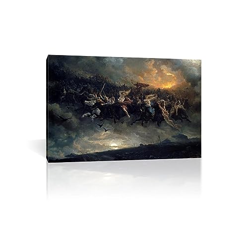 berühmte Gemälde Wandkunst von Druck auf Leinwand“Die wilde Jagd des Odin“Reproduktionen auf Leinwand Leinwandbilder Moderne Kunst Wanddekoration 40x60cm16 x24 gerahmt von RKGHDCX