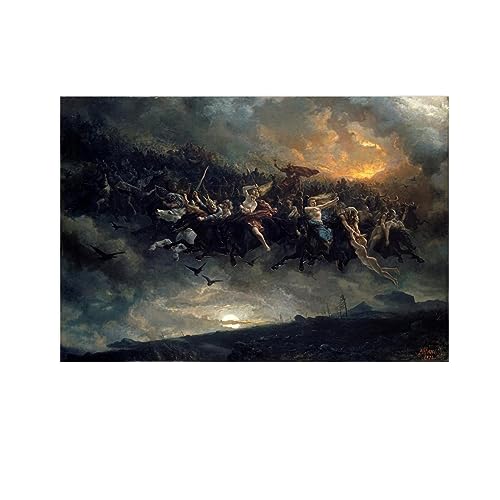 berühmte Gemälde Wandkunst von Druck auf Leinwand“Die wilde Jagd des Odin“Reproduktionen auf Leinwand Leinwandbilder Moderne Kunst Wanddekoration 60x90cm24 x35 Rahmenlos von RKGHDCX