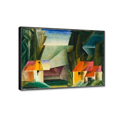 lyonl feininge Poster & Druck auf leinwand Berühmtes Gemälde Abstrakter Expressionismus Leinwand Wandkunst Bild Hopfgarten, 1920 Kunstdruck auf Leinwand Wandbild90x115cm(35x45in)schwarzer Rahmen von RKGHDCX
