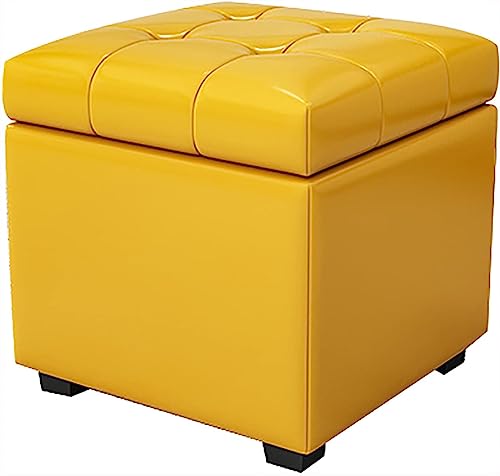 Aufbewahrung, Fußstütze aus Leder, Premium-Fußhocker, Würfel mit Aufbewahrung, moderner Aufbewahrungshocker für Wohnzimmer, Schlafzimmer (Farbe: Gelb, Größe: 99 x 40 x 43 cm) von RKJDMSWJ