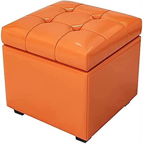 Aufbewahrung, Fußstütze aus Leder, Premium-Fußhocker, Würfel mit Aufbewahrung, moderner Aufbewahrungshocker für Wohnzimmer, Schlafzimmer (Farbe: Orange, Größe: 99 x 40 x 43 cm) von RKJDMSWJ