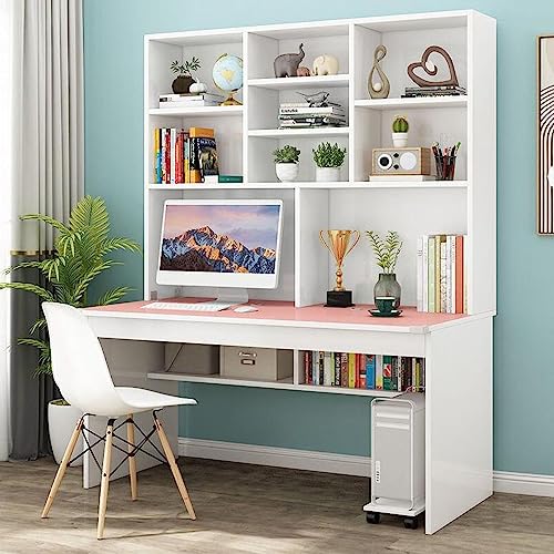 Computertisch mit Bücherregal für kleinen Raum, Holzschreibtisch/Arbeitsplatz, Lerntisch für Teenager, Studenten, Heimbüro-Schreibtisch, Computertisch mit Schrank von RKJDMSWJ