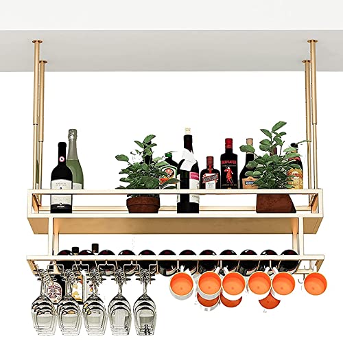 Decken-Weinregale, höhenverstellbar, hängender Weinglas-Aufhänger, Vintage-Weinflaschenhalter, Dekorationsregal für Bars/Restaurants, kann 60 kg tragen (Größe: 80 cm) von RKJDMSWJ