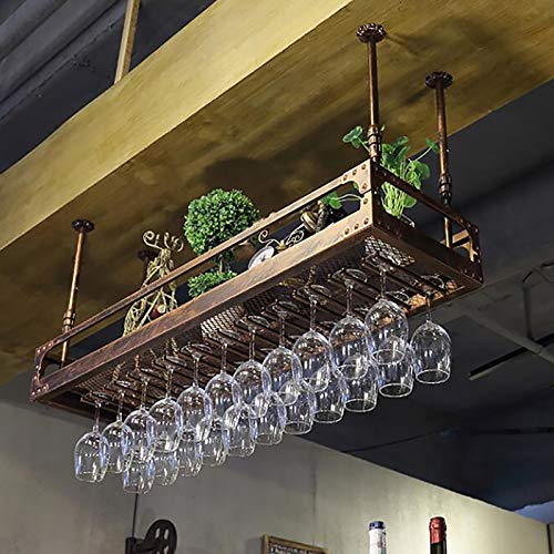 Industrie-Weinregale aus Metall, Decken-Weinhalter, Verstellbarer Weinflaschenhalter, hängende Weinglasregale, Kelch-Stielglasregale, Heimdekorationsregale, Weinregal (Größe: 60 cm) von RKJDMSWJ