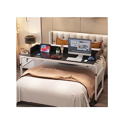 Laptop-Tisch, Überbett-Schreibtisch, Überbetttisch, rollender Aufbewahrungswagen, mobiler Computertisch mit Rollen, Computer-Arbeitsplatz, Laptop-Schreibtisch (Farbe: Schwarz) von RKJDMSWJ