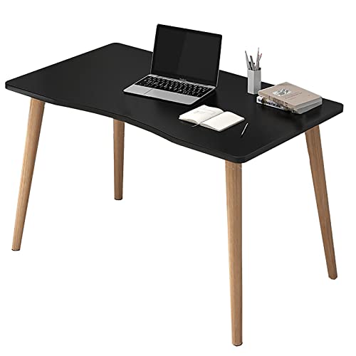 Moderner Computertisch aus Holz, Arbeitstisch mit Beinen aus Massivholz, Heimbüro-Arbeitsplatz für Heimbüro, Studium, Gaming (70 x 40 x 73 cm, schwarz) von RKJDMSWJ