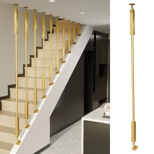 RKJDMSWJ Winkelverstellbare Metall-Treppenspindeln für sichere Treppenumgestaltung in Lofts, Hotels, Villen und Büros. Anpassbare Balustersäule in Gold (Stil B) 125 cm von RKJDMSWJ