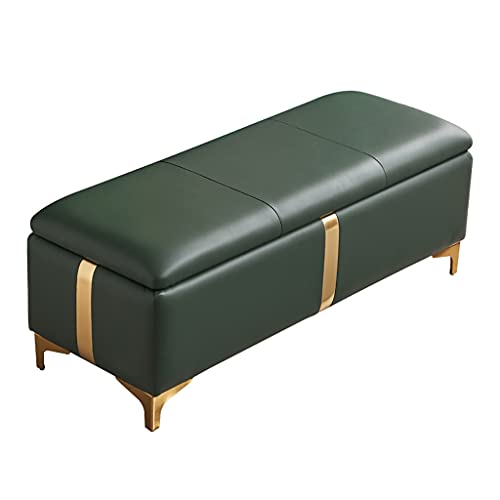 Store-Fußhocker mit Stauraum, Sofa-Hocker, rechteckiger Stauraum, Bett-Endhocker, Hauseingang, Schuhwechselhocker, Flur-Sofa-Aufbewahrungshocker (Farbe: Dunkelgrün, Größe: 60 x 45 x 42 cm) von RKJDMSWJ