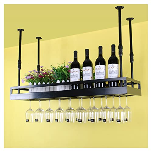Umgedrehtes Weinglasregal für die Bar, Deckendekorationsregal aus Eisen, kreatives Kelchregal zum Aufhängen, Blumenregal für Blumenladen (Farbe: Schwarz, Größe: 80 x 35 x 60 cm) von RKJDMSWJ