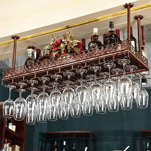 Vintage-Deckenweinregal aus Bronze, an der Wand montierter Weinflaschenhalter, Stielglas-Becherregal für Restaurants, Küchen, Bars, Heimdekoration (Größe: 100 x 35 cm (39 x 14 Zoll)) von RKJDMSWJ
