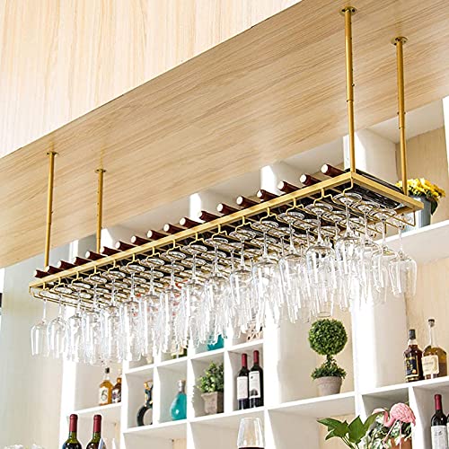 Wandmontiertes Weinregal aus Eisen, höhenverstellbar, an der Decke montierter hängender Weinflaschenhalter, Regal für Champagnergläser, Bar-Wohnkultur (Größe: 80 cm) von RKJDMSWJ