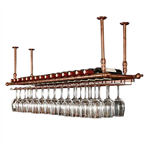 Weinregale aus Metall und Eisen, Weinflaschenhalter, Stielglasregale, Aufbewahrung, hängendes Regal, Bar-Bistro-Zubehör, höhenverstellbar 30–60 cm (Bronze) von RKJDMSWJ