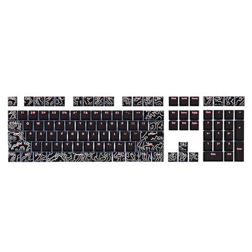 RKJRTK 108Keys Line White Keycap Set Front Print Backlit Key Caps für Mechanical Keyboard von RKJRTK