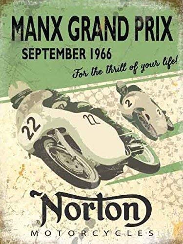 Norton Manx Grand Prix September 1966. für The Thrill of Your Life! Grün Classic Motorrad Racing Race. Road Racing. British Classic Bike Old Retro Vintage Design Metall Wand Schild - 30 x 40 cm von RKO
