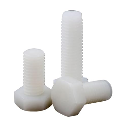 M3 M4 M5 M6 M8 M10 Nylon-Sechskantschrauben Außensechskant-Kunststoffschraube Bolzen Weiße Kunststoff-Sechskantschraube(10pcs,M5x12) von RKODRSMG