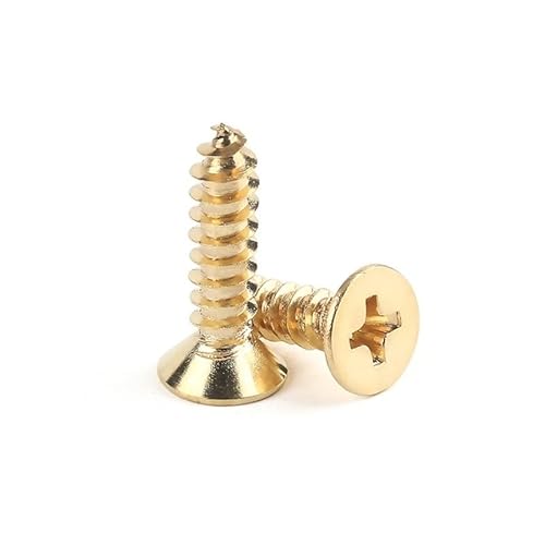RKODRSMG 10/20 stücke M3 M 3,5 M4 M5 Holz Board Faserplatte Spanplatten Schrauben Phillips Flache Selbstschneidende Schrauben Messing Goldene Schrauben DIY Modellbau Werkzeuge(25mm (10pcs),M4) von RKODRSMG