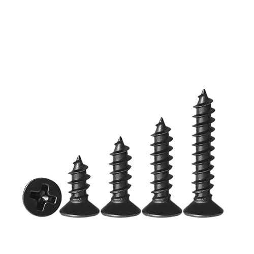 RKODRSMG 500 Stück M1 M1.2 M1.4 M1.7 Länge 3-10 mm Schwarz Kreuz Senkkopf Blechschraube Flachkopf Kohlenstoffstahl Holz(8mm,M1.2) von RKODRSMG