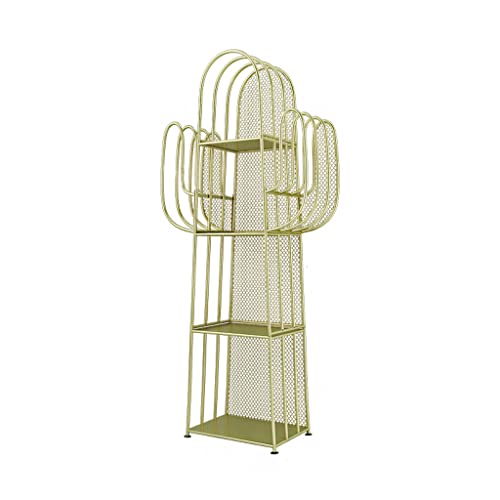 RKVXCJHDR Bücherregal Home Creative 4-Layer-Buchhandlung Metall Iron Frame Book Display-Rack for das Wohnzimmerstudium Büro Bücherregal mit Stauraum(Beige) von RKVXCJHDR