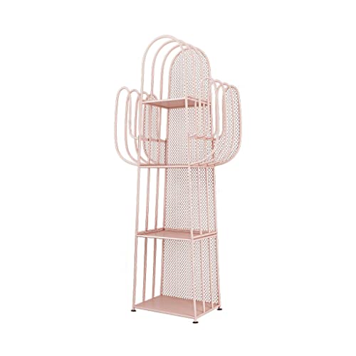 RKVXCJHDR Bücherregal Home Creative 4-Layer-Buchhandlung Metall Iron Frame Book Display-Rack for das Wohnzimmerstudium Büro Bücherregal mit Stauraum(Pink) von RKVXCJHDR
