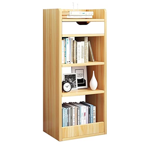 RKVXCJHDR Bücherregal Indoor 4-Layer Open Books-Regal mit Schubladen-Display-Rack eignet Sich zum Aufbewahren von Büchern im Wohnzimmerstudienbüro Bücherregal mit Stauraum(Beige) von RKVXCJHDR