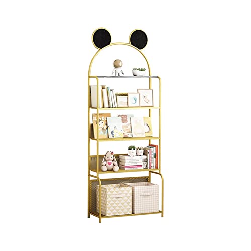 RKVXCJHDR Bücherregal Nordic Creative Bücherregal raumhohe Decken Rack Iron Multi-Layer Storage Bookshelf for Wohnzimmerstudienbüro geeignet Bücherregal mit Stauraum(Gold,M) von RKVXCJHDR