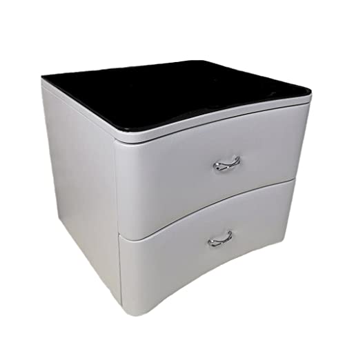 RKVXCJHDR Nachttisch Home Square Nachttisch Modern Minimalistisches Lederschleischkabine Kreative Schlafzimmer Lagerschrank Glas Arbeitsplatte Bettkabinett Nachttische Fürs Schlafzimmer(Gray) von RKVXCJHDR