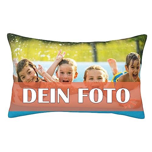 RKXGiftopia Fotokissenbezug mit eigenem Foto & Text, Foto-Kissenbezug Selbst gestalten, Personalisierte Zierkissenbezüge Geschenk-Idee zu jedem Anlass, Geburtstag 75x50cm von RKXGiftopia