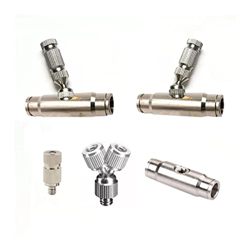 10PACK High Pressure Brass Mister Nozzles with 3/8" Interface Quick Connector, Fog Nozzles Heads with 360 Degree Swivel Nozzle Base, Atomizing Mist Nozzle Micro-Mist Nozzles for Cooling System von RKYRRKI
