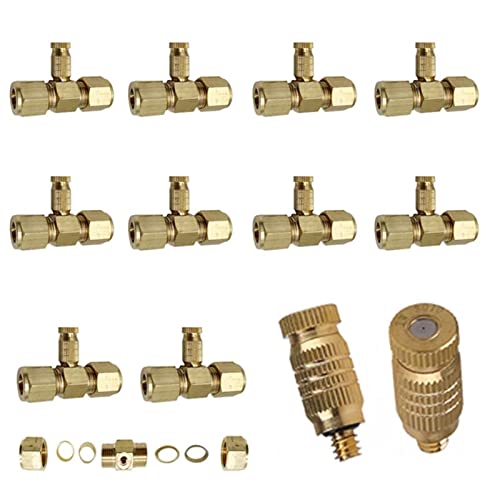 10PCS High Pressure Mister Nozzles Brass Fog Nozzles Heads with 3/8" Interface Quick Connector, Atomizing Mist Nozzle Micro-Mist Nozzles for Cooling System, Fog Nozzle Atomizing Mister Sprinkle von RKYRRKI