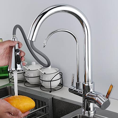 3-Wege-Multifunktionsmischer für heißes und kaltes Wasser, direktes Trinken, schwenkbar, Küchenarmatur, schwarz von RKYRRKI