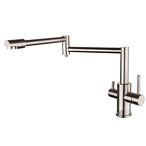 Küchenarmatur, 3-Wege-Klapp-Messing, Trinkwasser, Rotationsosmose, Küchenspüle, 3-in-1, Schwarz (Farbe: Schwarz) von RKYRRKI