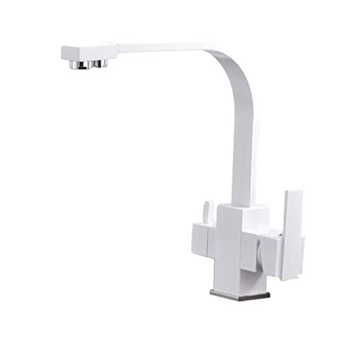 Küchenarmaturen, 3-Wege-Messing, direktes Trinkwasser, 360° drehbar, multifunktional, Küchenspüle, Wasserhahn für Wasserreiniger, Weiß (Farbe: Chrom) von RKYRRKI