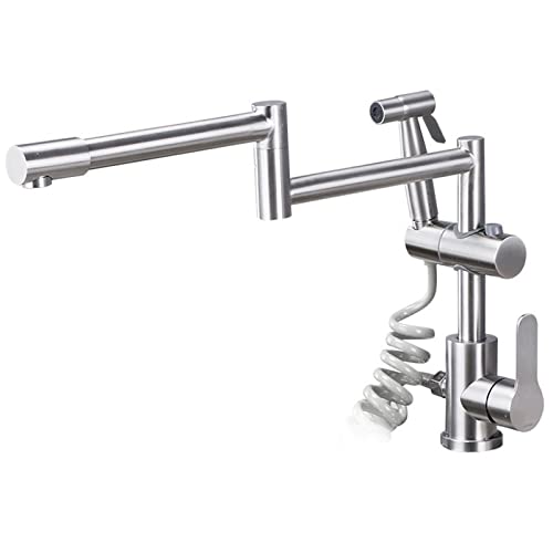 Küchenarmaturen mit herausziehbarem Sprühhahn, Edelstahl, gebürstet, um 360 ° drehbar, Küchenspüle, Wasserhahn-A (Farbe: A) von RKYRRKI
