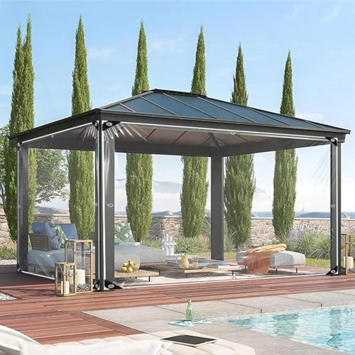 Kunststoff Transparent Abdeckplane Transparente Plane 0.35mm dick Schwerlast Vinyl Outdoor Vorhang für Garten Camping Balkon Dach Seitenteile (4 x 4m) von RKYRRKI
