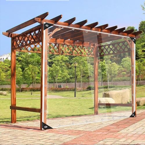 Transparente Kunststoffplane Wetterfeste Plane 0,35mm Stark Schwerlast Anti-Aging PVC Transparente Plane für Terrasse, Pergola Veranda Gartenhäuser Balkonvorhang (1,4 x 2m) von RKYRRKI