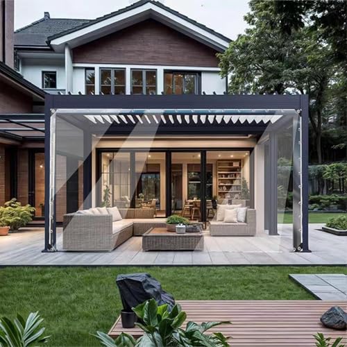 Transparenter Planenvorhang, robust, 0,35 mm dick, wasserdicht, transparente Kunststoffplane für Veranda, Terrasse, Dächer, Gewächshäuser, Pflanzenplanen (2 x 3 m) von RKYRRKI